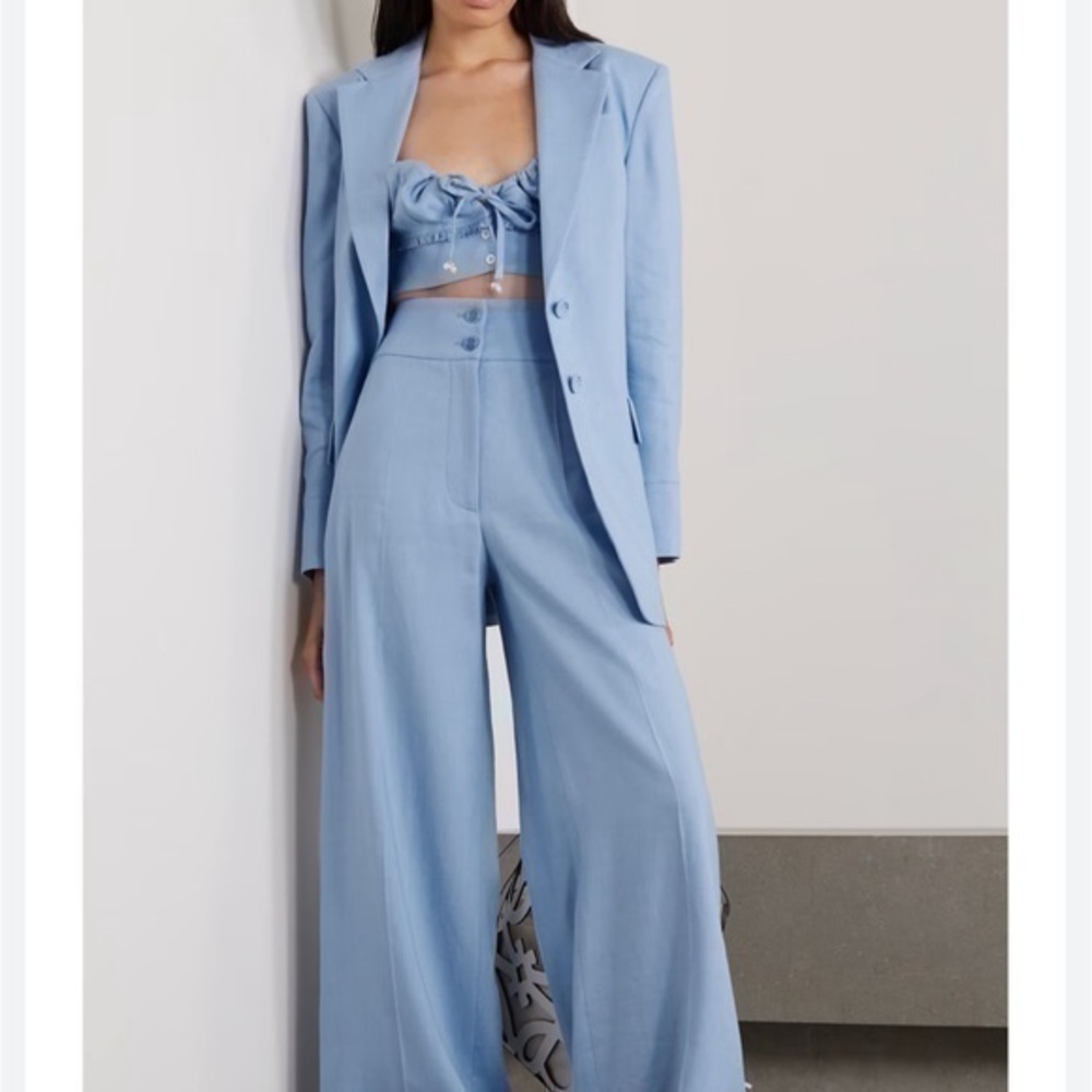 Altuzarra Alastair-blazer looser fit single breast linen-blend light blue 4